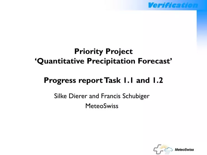 priority project quantitative precipitation forecast progress report task 1 1 and 1 2