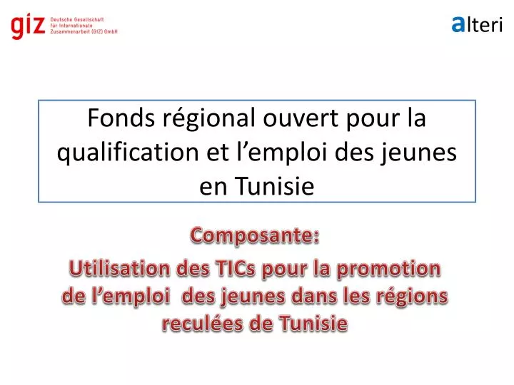 fonds r gional ouvert pour la qualification et l emploi des jeunes en tunisie
