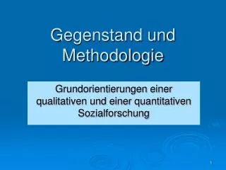 gegenstand und methodologie