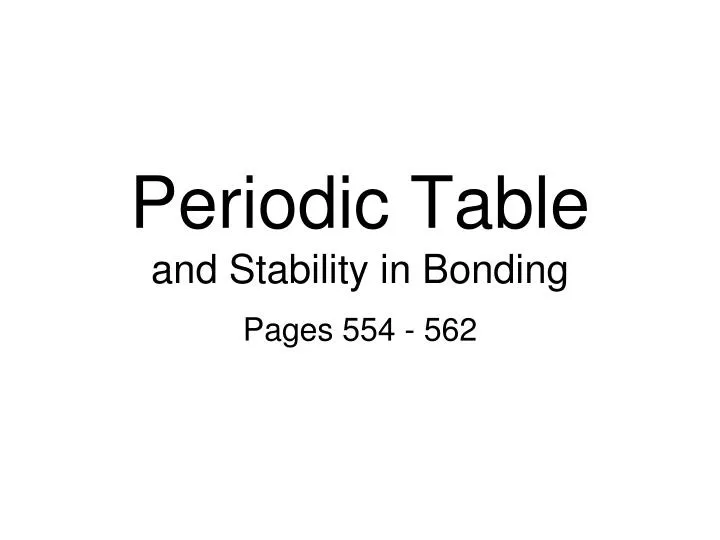 periodic table and stability in bonding