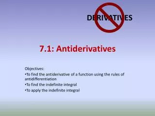 7.1: Antiderivatives