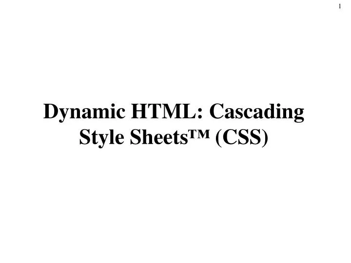dynamic html cascading style sheets css