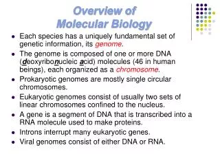 Overview of Molecular Biology