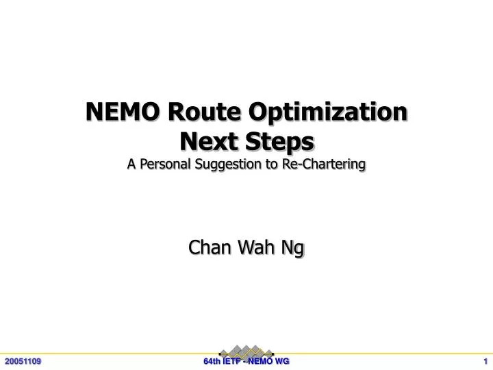 nemo route optimization next steps a personal suggestion to re chartering