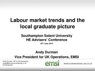 Labour market trends and the local graduate picture