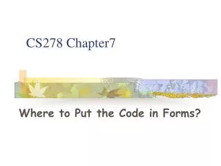 CS278 Chapter7