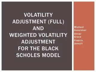 Volatility Adjustment (Full ) and Weighted Volatility Adjustment for the Black Scholes Model