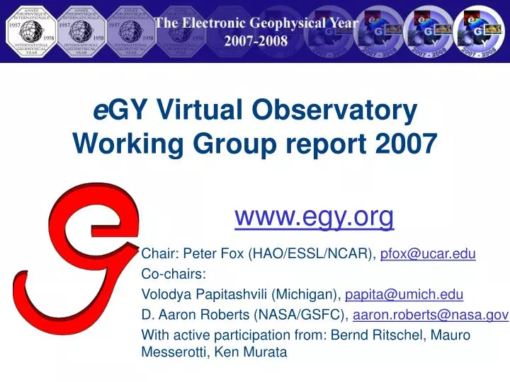 e gy virtual observatory working group report 2007