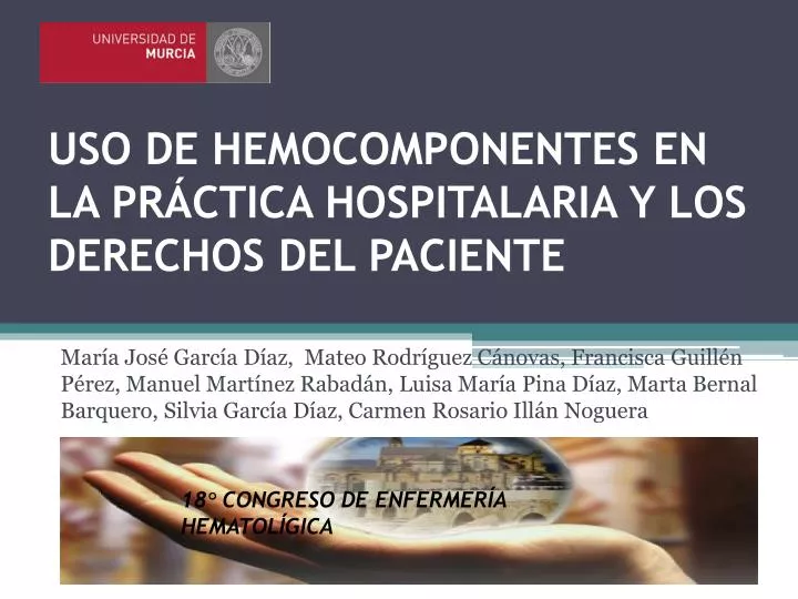 uso de hemocomponentes en la pr ctica hospitalaria y los derechos del paciente