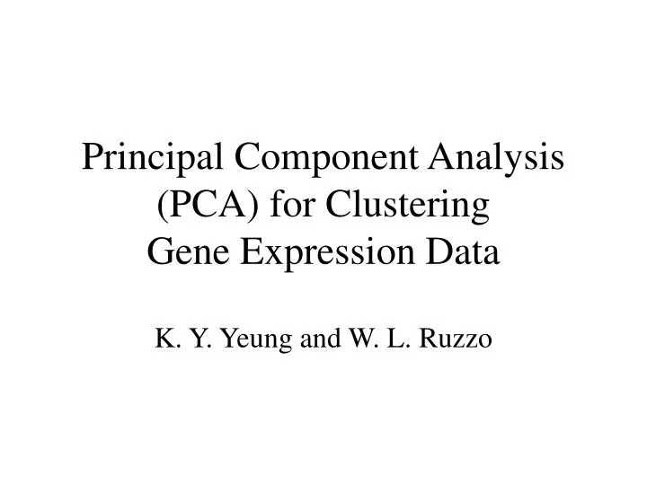 principal component analysis pca for clustering gene expression data