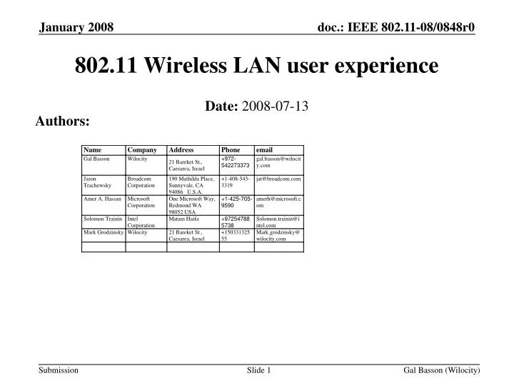 802 11 wireless lan user experience