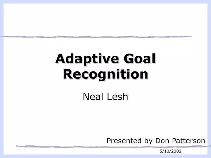 adaptive goal recognition