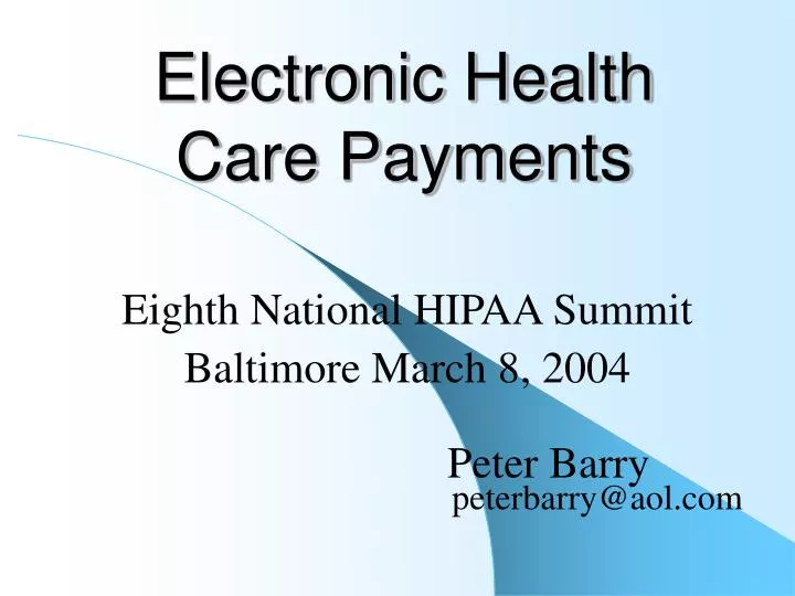 electronic health care payments