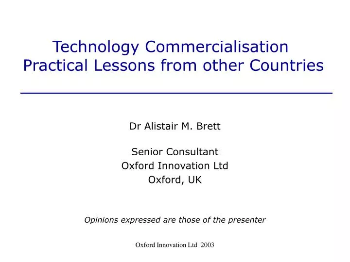 technology commercialisation practical lessons from other countries
