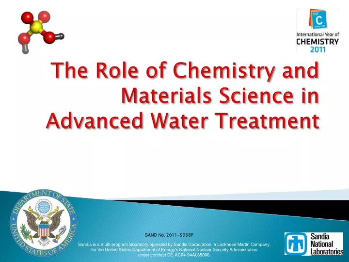 the role of chemistry and materials science in advanced water treatment