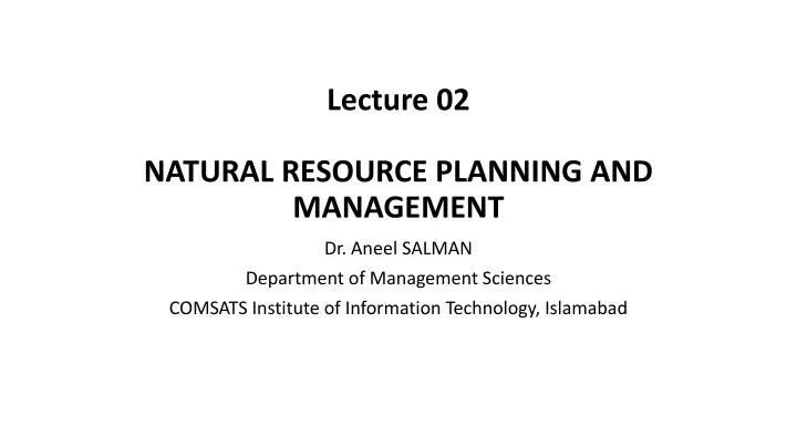 lecture 02 natural resource planning and management