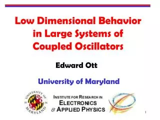 Low Dimensional Behavior in Large Systems of Coupled Oscillators
