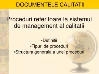 documentele calitatii