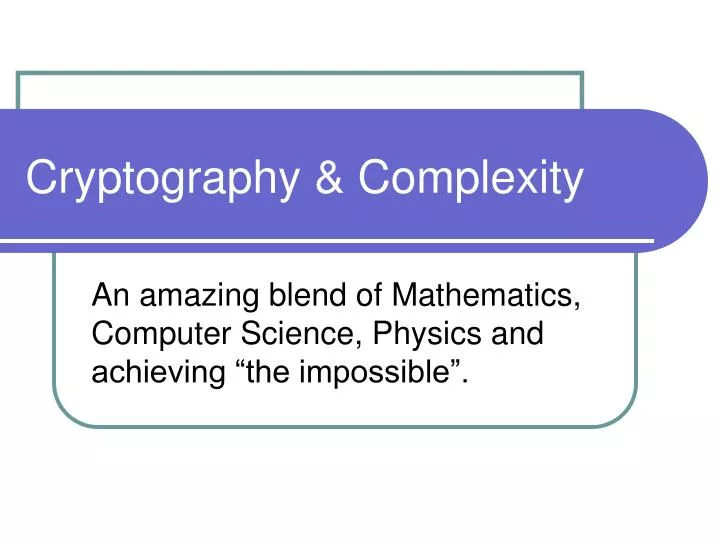 cryptography complexity