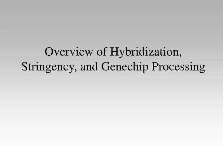 overview of hybridization stringency and genechip processing