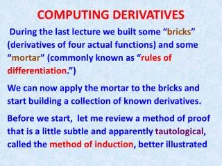 COMPUTING DERIVATIVES