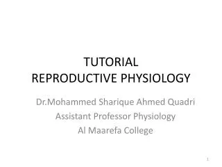 TUTORIAL REPRODUCTIVE PHYSIOLOGY