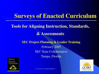 Tools for Aligning Instruction, Standards, &amp; Assessments