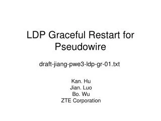 LDP Graceful Restart for Pseudowire