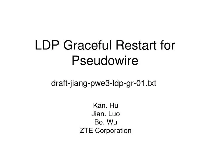 ldp graceful restart for pseudowire