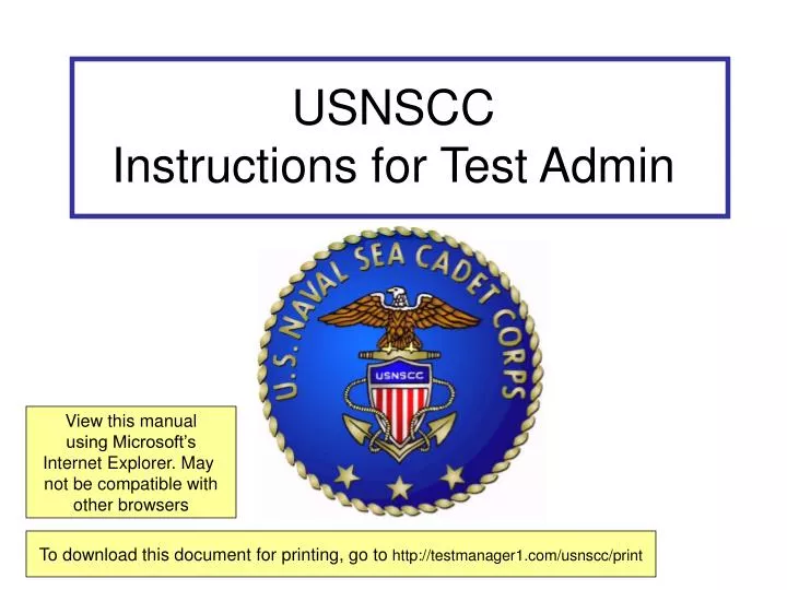 usnscc instructions for test admin
