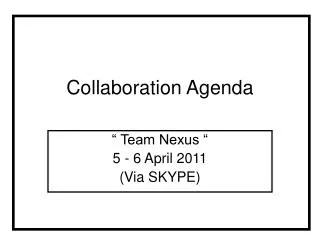 Collaboration Agenda