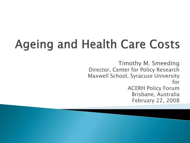 ageing and health care costs