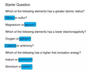 Starter Question