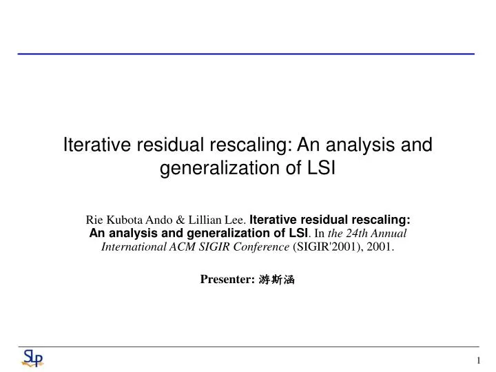 iterative residual rescaling an analysis and generalization of lsi