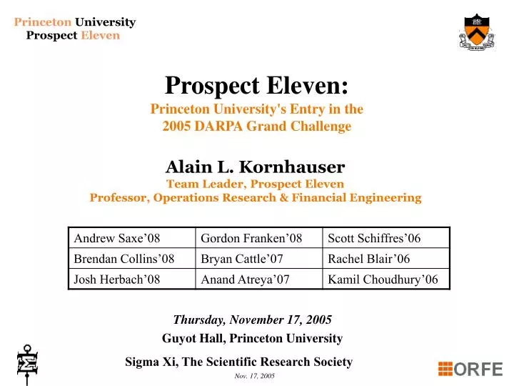 prospect eleven princeton university s entry in the 2005 darpa grand challenge