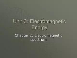 Unit C: Electromagnetic Energy