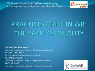 PRACTICES OF DL IN WB: THE ISSUE OF QUALITY