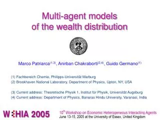 Multi-agent models of the wealth distribution