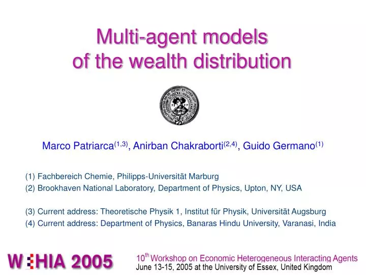 multi agent models of the wealth distribution