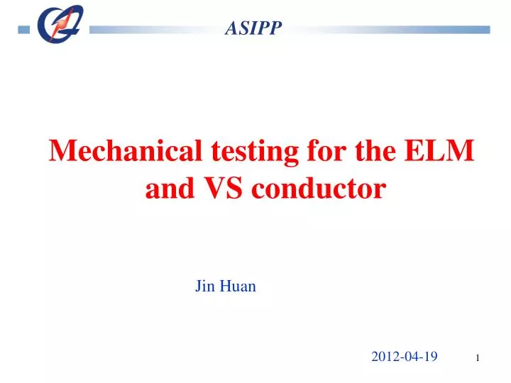 mechanical testing for the elm and vs conductor