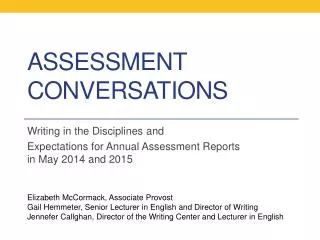 Assessment Conversations