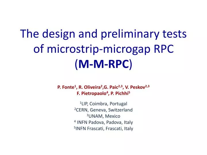 the design and preliminary tests of microstrip microgap rpc m m rpc