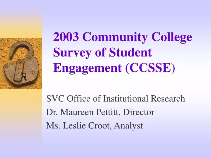 2003 community college survey of student engagement ccsse