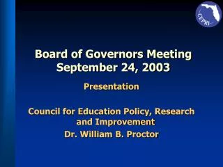 Board of Governors Meeting September 24, 2003