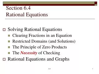 Section 6.4 Rational Equations