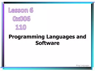 Programming Languages and Software
