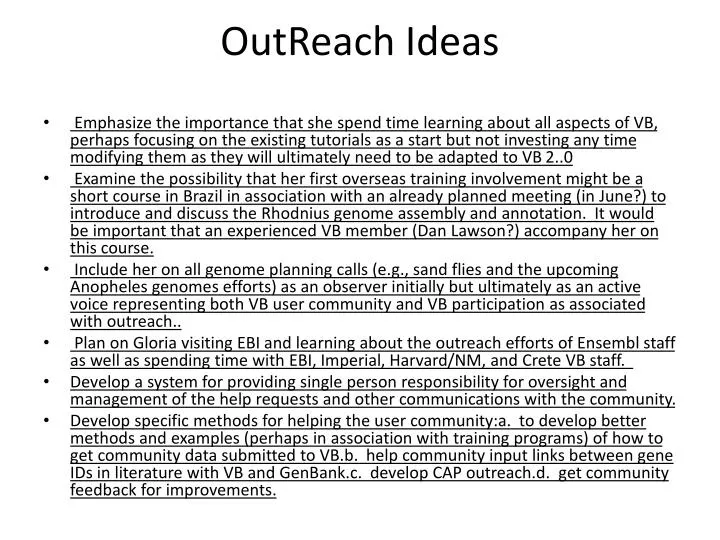 outreach ideas