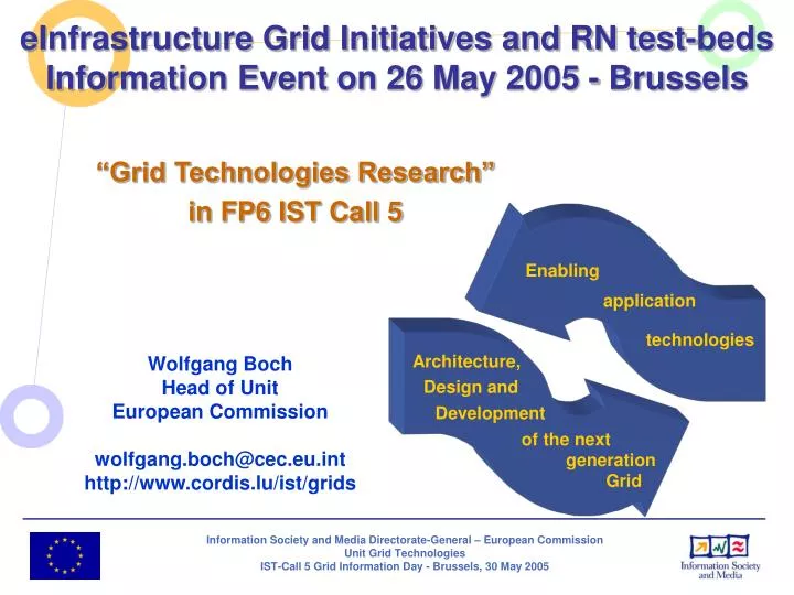 einfrastructure grid initiatives and rn test beds information event on 26 may 2005 brussels