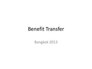 Benefit Transfer