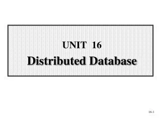 UNIT 16 Distributed Database